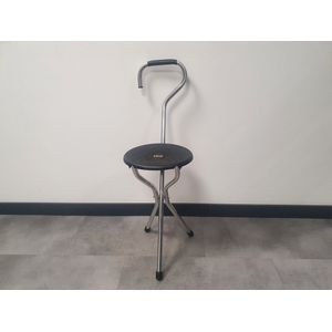 Trio Popular - zwart - lichtgewicht aluminium wandelstok met zitje