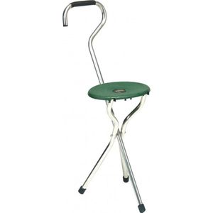 Trio Popular - groen - lichtgewicht aluminium wandelstok met zitje