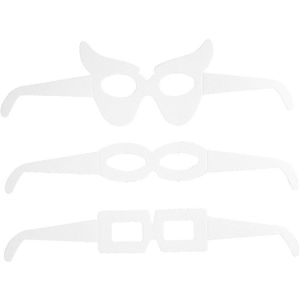 Kartonnen Brillen - Wit - Set van 16 Stuks - 3 Modellen
