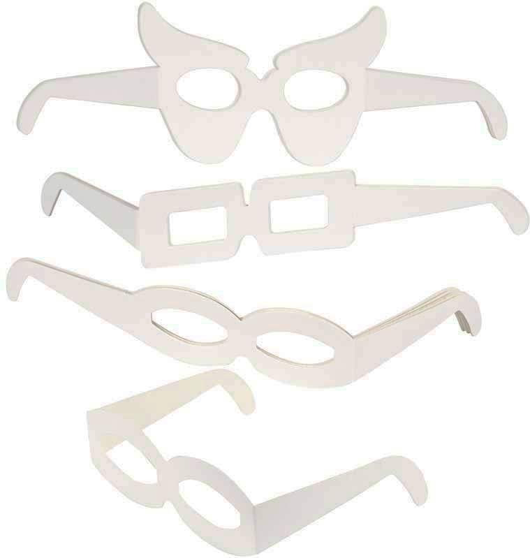 Kartonnen Brillen - Wit - Set van 16 Stuks - 3 Modellen