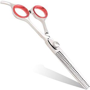 Professionele kapper uitdunschaar met haak, 6 inch met veerschroef voor wijzerplaat - anti-roest kappersschaar - scheermesrand stalen haarschaar voor texturering - vingerringpads - voor haartypes