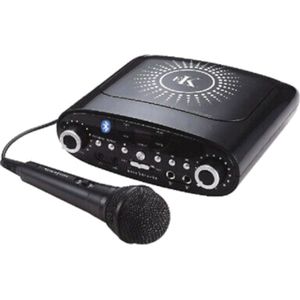 Easy Karaoke EKG88B Draagbare Bluetooth Karaoke Machine wordt geleverd met 1 x microfoon, hoofdtelefoon aansluiting en AUX voor MP3 afspelen - Zwart
