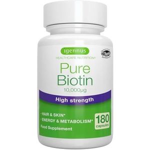 Igennus - Pure Biotine - 10.000mcg - Supplement - 180 Capsules - Veganistisch - Hypoallergeen