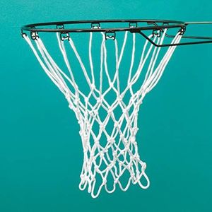 JXCTNNU Basketbalnet, 2 stuks, basketbalnet, ketting, vervanging, basketbalhoepelnet, 12 lussen, wit, geschikt voor binnen of buiten (wit