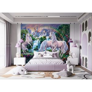 Walltastic – Unicorn Paradise Posterbehang – Kinderbehang - XXL (305 x 244 cm) – 6 Panelen