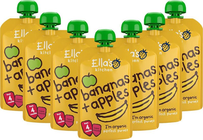 7x Ella's Kitchen Knijpzakje 4+ m Banaan Appel 120 gr