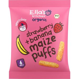 Ella's kitchen Gepoft Smikkelstengels 6+ m Aardbei Banaan 20 gr - 4x 20 gr - Voordeelverpakking