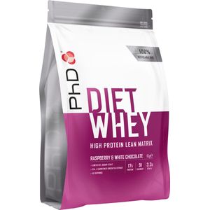 PhD Nutrition Diet Whey Protein Poeder Mager Whey Protein Protein Poeder Laag Suiker Framboos & Witte Chocolade - 1kg (40 porties)