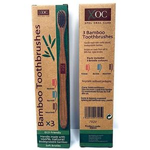 Bamboe Tandenborstel -Eco Friendly - 3X 100% Natuurlijk Biologisch Afbreekbaar met Zachte borstelharen - BPA Vrij