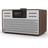 REVO SuperCD Digitale internetradio/DAB+ met cd-speler (40 W, stereo/DAB/FM-geluid, Spotify, WLAN, Aux In, incl. voeding) zilverkleurig walnoot