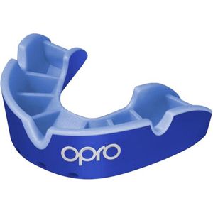 OPRO Silver Level Sport gebitsbeschermer voor volwassenen en kinderen met etui, revolutionaire bevestigingstechnologie voor hockey, lacrosse, rugby, MMA, boksen en vechtsport (blauw