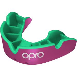 OPRO Silver Level Sport-mondbescherming voor volwassenen en jongeren, revolutionaire bevestigingstechnologie, voor hockey, rugby, boksen en andere contact- en vechtsporten (roze/groen, volwassenen)