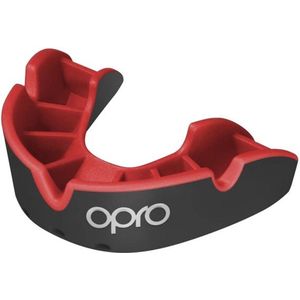 OPRO Silver Level Sport Mondbeschermer voor volwassenen en kinderen met hoes, tandvleesschild met revolutionaire montagetechnologie voor hockey, lacrosse, rugby, MMA, boksen en vechtsporten