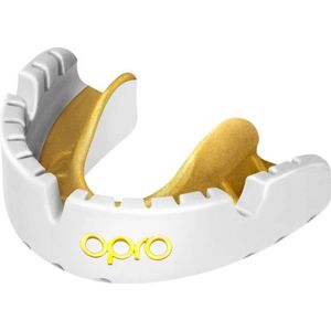 OPRO Goudniveau mondbeschermer voor beugels, volwassenen sport mondbescherming, met revolutionaire montagetechnologie voor boksen, Lacrosse, MMA, vechtsporten, hockey en alle contactsporten (wit)