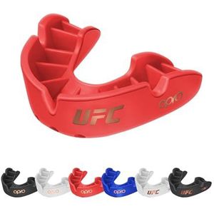 OPRO UFC Mondbescherming voor volwassenen en jongeren, met etui en bevestigingsvoorziening, mondbescherming voor UFC, MMA, boksen, BJJ en andere vechtsporten (rood, volwassenen)