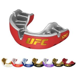 Opro Nieuwe Goudniveau UFC-mondbescherming, mondbeschermer voor volwassenen en junioren, met revolutionaire montagetechnologie voor UFC, boksen, MMA, vechtsporten, BJJ en alle contactsporten (rood,
