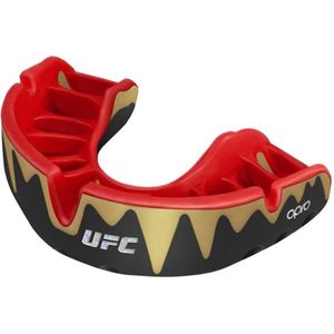 Opro Nieuwe Platinum Level UFC mondbeschermer, volwassenen mondbeschermer, met revolutionaire montagetechnologie voor UFC, boksen, MMA, vechtsporten, BJJ en alle contactsporten (zwart/goud/rood,