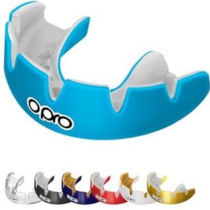 OPRO Instant Custom Fit Bretels Mondbeschermer, Tandarts Mondbeschermer met Revolutionaire Fitting Kooi, Ultiem Comfort, Bescherming & Fit, Bretels Gum Shield voor Rugby, Boksen, MMA, Hockey (Sky