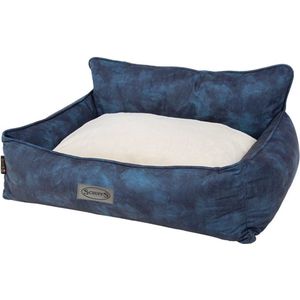 Scruffs Kensington - Stijlvolle eco-suede mand voor katten - 60 x 50 cm - Kleur: Blauw, Maat: Medium