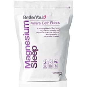 BetterYou Minerale badkristallen met magnesium voor een betere nachtrust. BetterYou, Zechstein magnesium doordrenkt met lavendel en kamille om pijnlijke spieren te kalmeren, 1 kg