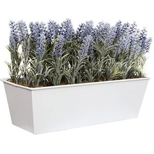 GreenBrokers kweekset kunstmatige lavendel Window Box, wit tin door container pot - 45 cm (lengte)