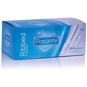 Pasante Ribbed Condoms, verpakking van 144, per stuk verpakt (1 x 1 stuk)
