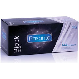 Pasante Black Velvet, zwarte condooms zonder smaak, 1 x 144 stuks