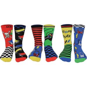 United Oddsocks Game Over - Doos van 6 Oddsocks voor jongens, UK 12-6 EUR 30.5-39 US 13.5-7, Multi