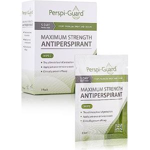Perspi-Guard Maximum Strength 7 stuks afzonderlijk verpakte anti-transpirant doekjes voor dames en heren, effectieve bescherming tegen overmatig zweten en geurtjes