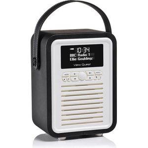 VQ Retro Mini DAB Radio, Bluetooth, wekkerradio met FM-ondersteuning - Zwart