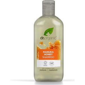 Dr Organic Manuka Honey Shampoo, Restoring, Dry Hair, Natural, Vegetarian, Cruelty-Free, Paraben & SLS-Free, Recyclable & Recycled Ocean Bound Plastic, Organic, 265ml, Packaging may vary