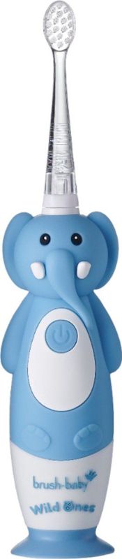 Brush-Baby | Electrische Oplaadbare Kindertandenborstel | WildOnes | Evie de Olifant | 0 - 10 jaar | 3 opzetborstels | 2 poetsstanden | Timer & Pulse | Disco licht | Zuignapvoet |