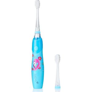Brush-Baby | KidzSonic | Electrische Tandenborstel (vanaf 3 jaar) | Disco licht | Timer & Pulse | Flamingo | Lichtblauw | Incl. 2 opzetborstels en batterij