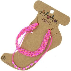 Aloha Set van 2 Enkelbandjes Fuchsia / Goud