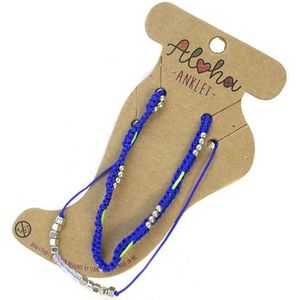 Aloha Set van 2 Enkelbandjes Kobaltblauw / Geel