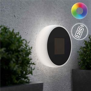 Solar Wandlamp LED - Eclips ⌀20cm - Multi-color - Afstandsbediening