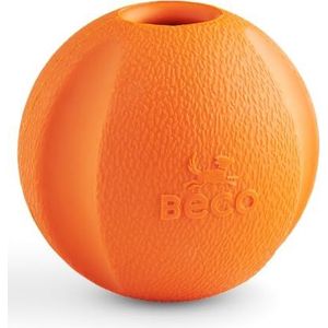 Beco Hondenspeelgoed natuurlijke rubberen bal om mee te nemen hondenspeelgoed gemakkelijk te vinden heldere kleuren oranje