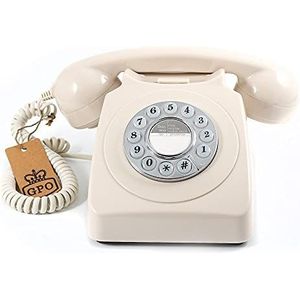 GPO Retro 746 jaren 70 stijl vaste telefoon met drukknop en authentieke ringtone cr�ème