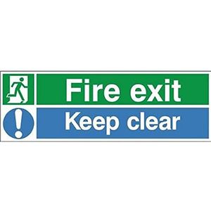 Fire Exit Houd duidelijk Teken Groen/Blauw 600x200 Zelfklevend (Koop x10 Bespaar 30%)