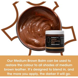 Leer Balsem -Kleur : Midden Bruin / Medium Brown - Kleur Herstel en Beschermen van Versleten Leer en Lederwaar – Leather Re-Colouring Balm - for Sofas, Leather Colour Repair for Faded & Scratched Leather Upholstery, Car Seats, Shoes and Clothing