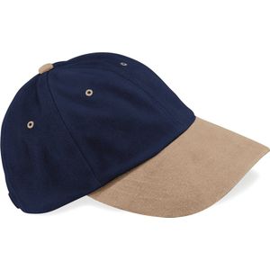 Beechfield 'Low Profile Heavy Brushed Cotton Cap' Donkerblauw/Taupe