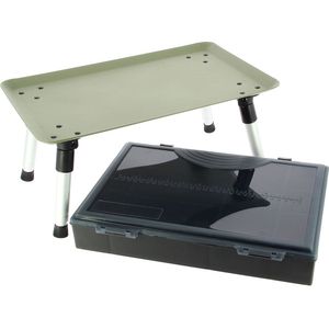 NGT Deluxe Table System inclusief tacklebox | Bivvytafel