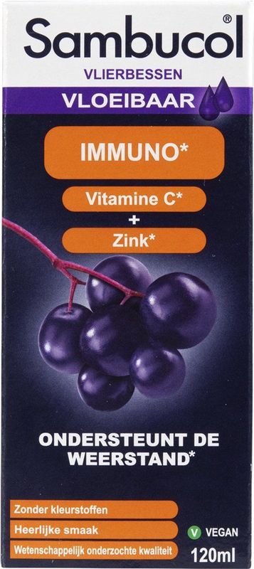 Sambucol - Immuno - Sap - Zonder Kleurstoffen - Vegan - Met Vitamine C en Zink