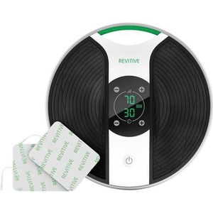 Revitive Medic Plus Stimulateur de circulation sanguine au genou | Combat les douleurs au genou et aux jambes ainsi que les gonflements entre le pied et les cuisses | Sans médicament | Noir, blanc,