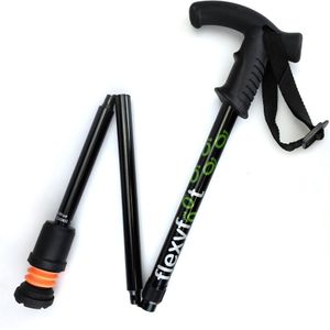 Flexyfoot wandelstok met Derby handvat - opvouwbaar zwart