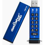 iStorage datAshur PRO 8GB veilige flashdrive - FIPS 140-2 niveau 3 gecertificeerd - wachtwoord beschermd, stofdicht en waterdicht, hardware-encryptie. USB 3.0 IS-FL-DA3-256-8 blauw