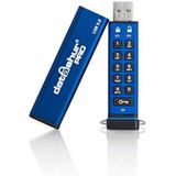 iStorage datAshur PRO 32 GB beveiligde flashdrive - FIPS 140-2 niveau 3 gecertificeerd - wachtwoord beschermd, stofdicht en waterdicht, hardware-encryptie. USB 3.0 IS-FL-DA3-256-32 blauw