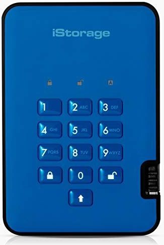 iStorage diskAshur 2 256 GB USB Type-A 3.2 Gen 1 (3.1 Gen 1) Blauw
