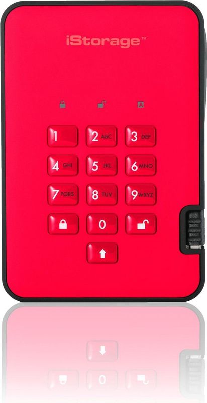 iStorage diskAshur 2 externe harde schijf 500 GB 5400 RPM USB Type-A 3.2 Gen 1 (3.1 Gen 1) Rood