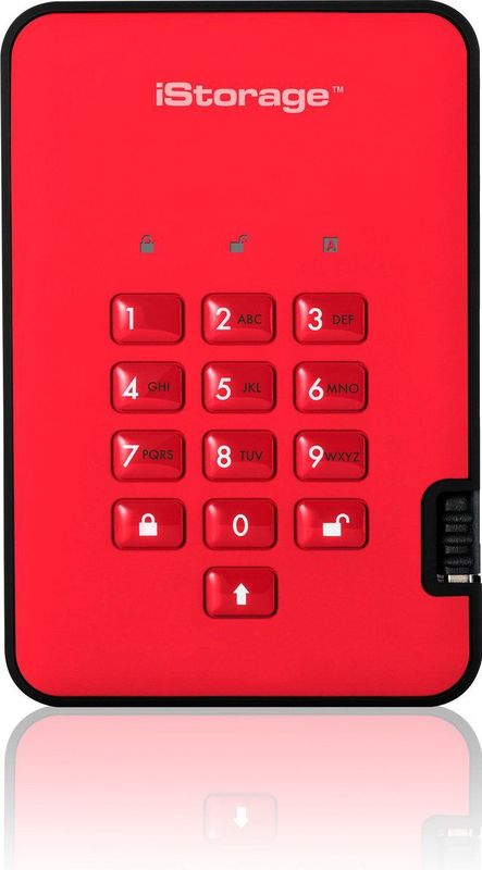 iStorage - diskAshur2 - HDD - 4TB - Rood - Draagbare Harde Schijf - Beveiligd met Wachtwoord